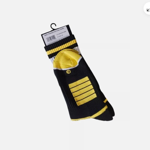 Strideline IDAHO Premium Knit Crew Socks Size: M/L Set of 2 Black White Yellow - Picture 6 of 10